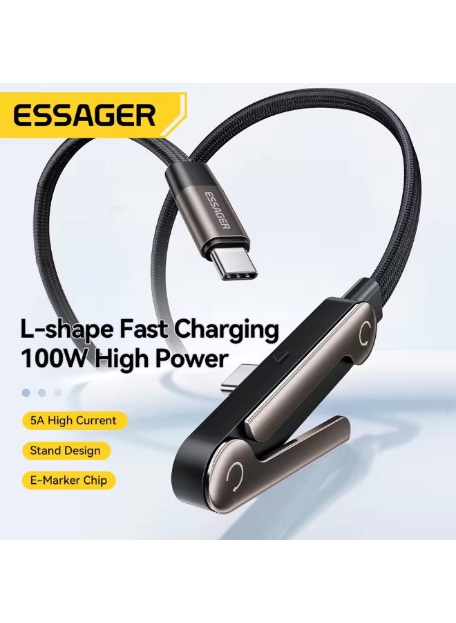 Essager 100W Elbowed USB Type-C Cable 100W For iPhone 17 16Pro Max Type C Cable for Macbook pro Fast Charge Wire for Huawei ipad - Image 2
