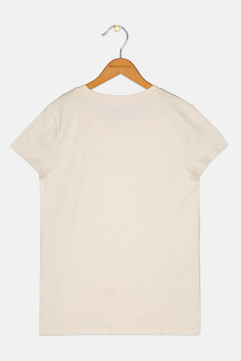 PUMA Kids Girl Sportswear Fit Short Sleeve Outdoor T-Shirt, Beige - Image 3