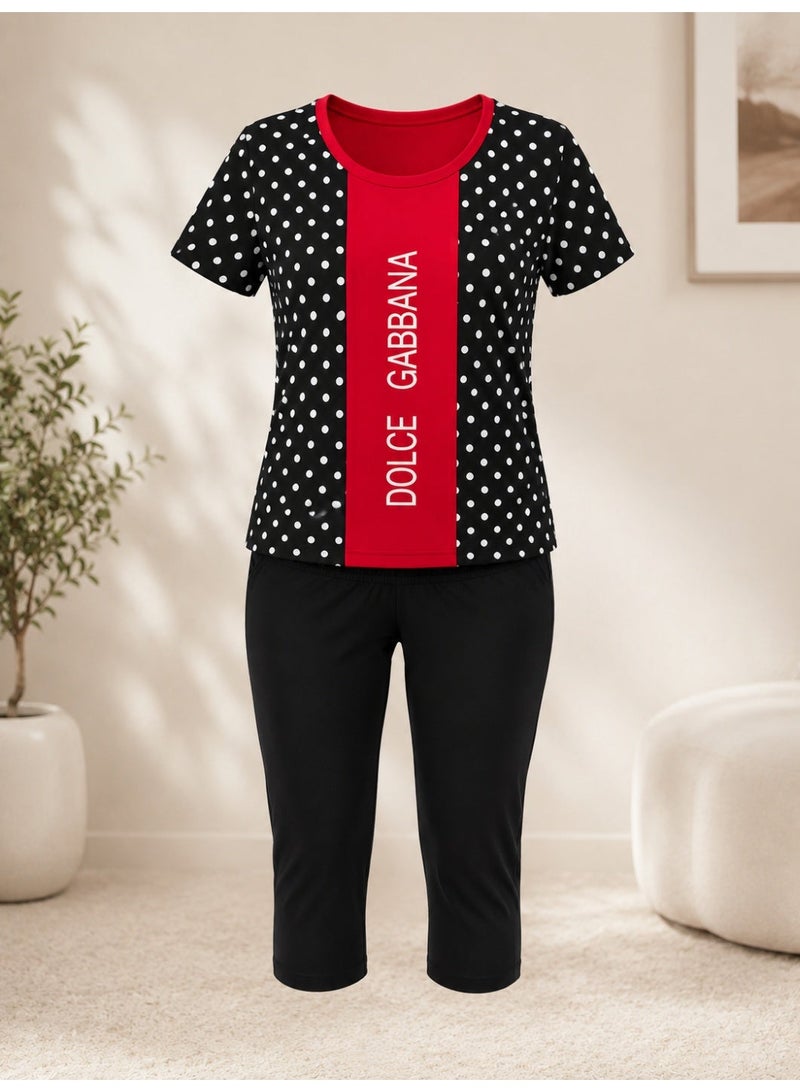 Teknur Women's Pajama Set – One Size Fits S-M-L, Made from Cotton & Lycra for Ultimate Comfort and a Stylish Look, Made in Turkey - Image 1