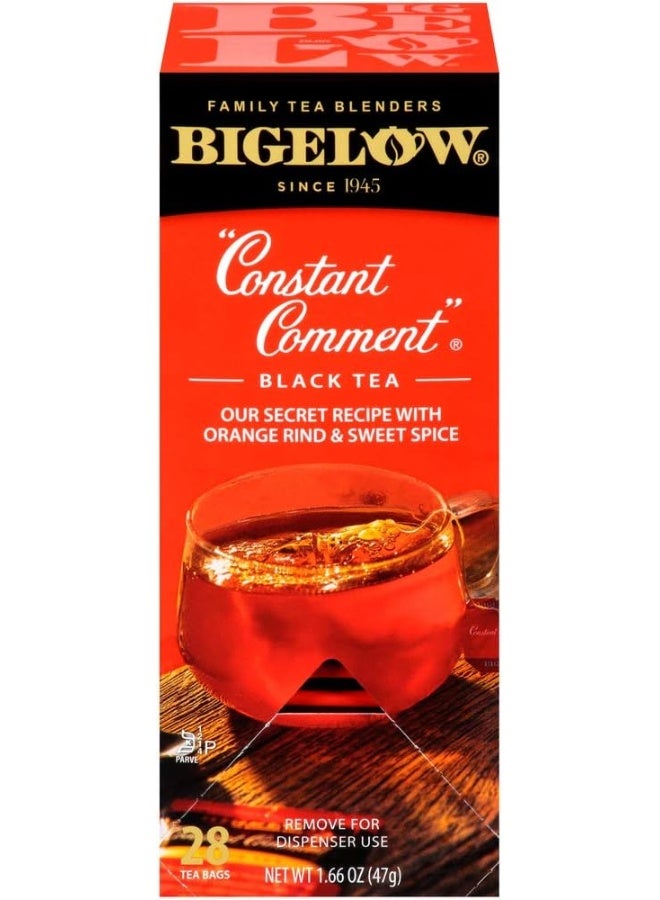 Bigelow Tea Bigelow Constant Comment Tea 28-Count Box (Pack of 1) Spiced Premium Black Tea with Orange Peel Antioxidant-Rich Full Caffeine Black Tea in Foil-Wrapped Bags - Image 1