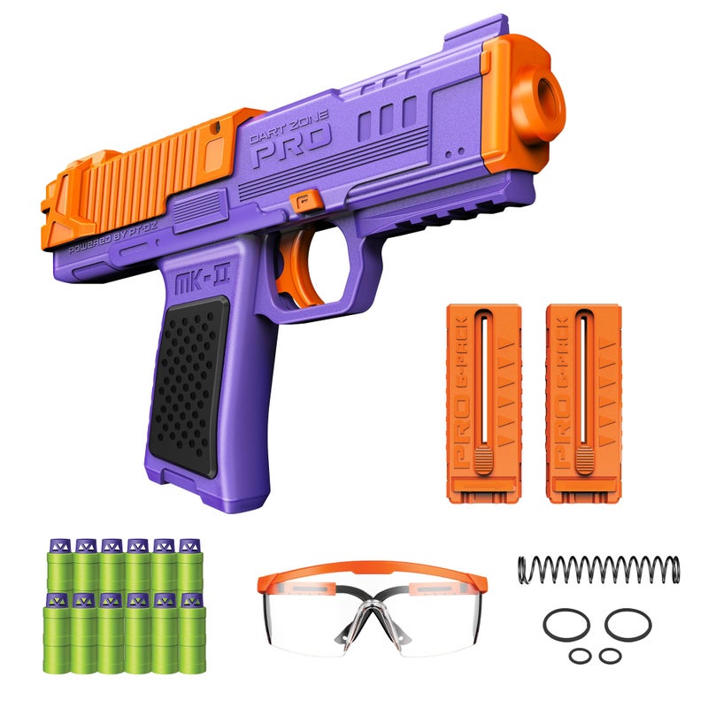 DART ZONE ProSeries MK2 Foam Blaster for Adults Teens Soft Bullet Blaster Ages 14 with 12 Nitroshot Half Length Darts and 2 Speed loaders