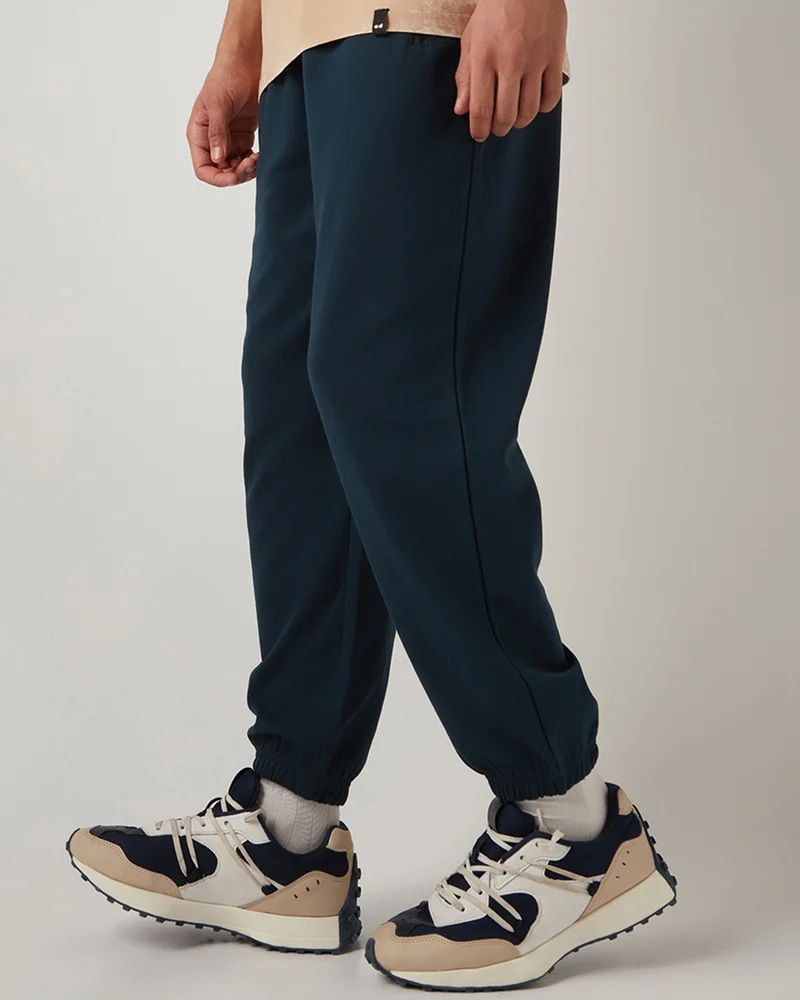 bewakoof Men's Navy Blue Oversized Joggers