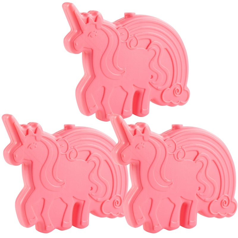 Unicorn Reusable Hard Ice Pack Set of 3 Fits Easily Inside Kids Lunch Box Bento Insulated Cooler Bag Long Lasting Slim Space Saving Cool Freezer Packs Keep Food Cold For Hours Back To School