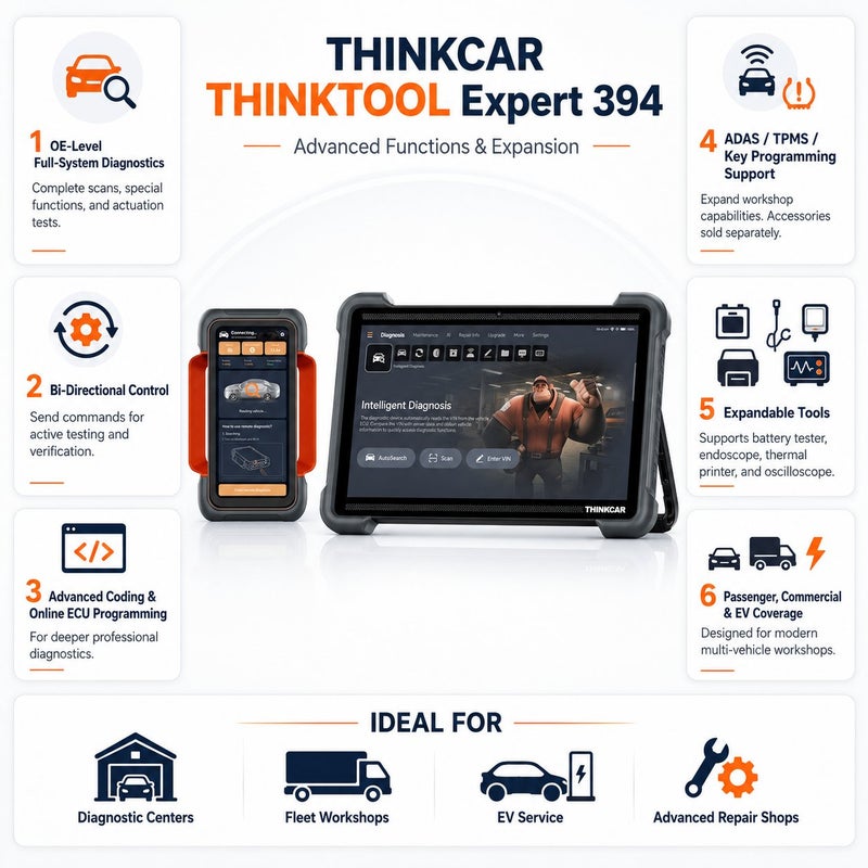 THINKCAR THINKTOOL Expert 394 12-Inch AI Diagnostic Scanner With TCOS, 256GB Storage, THINKLINK PRO VCI And 2-Year Updates - Image 5