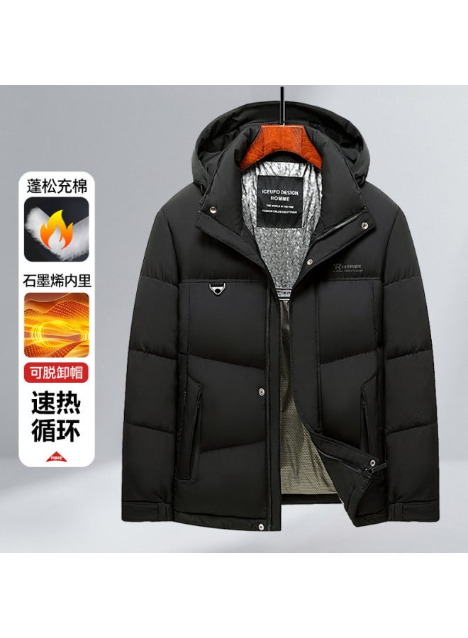 Winter Men's Cotton-padded Jacket With Graphene Lining, Thickeneded, Warm, Fashionable, Casual, Windproof Jacket Style For Men And Women
