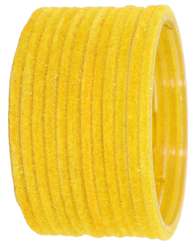 NMII Glass Velvet Bangles Set For Women and Girls | Plain Glass Bangles | Velvet Chudi | Simple Bangles For Women | Kaanch ki Chudi | Stylish Glass bangles- Set of 24, (Glass Velvet-Yellow-2.8) - Image 2