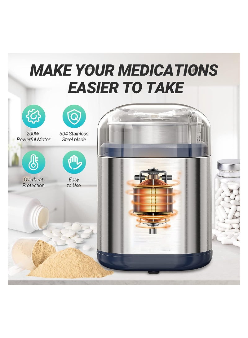 SYOSI Electric Herb Grinder, Coffee Grinder Spice Grinder Low Noise Even And Fast Grinding Stainless Steel Electric Grinder for Coffee Bean, Nuts, Grains Kitchen Stainless Steel, 200w Coffee Grinder - Image 5