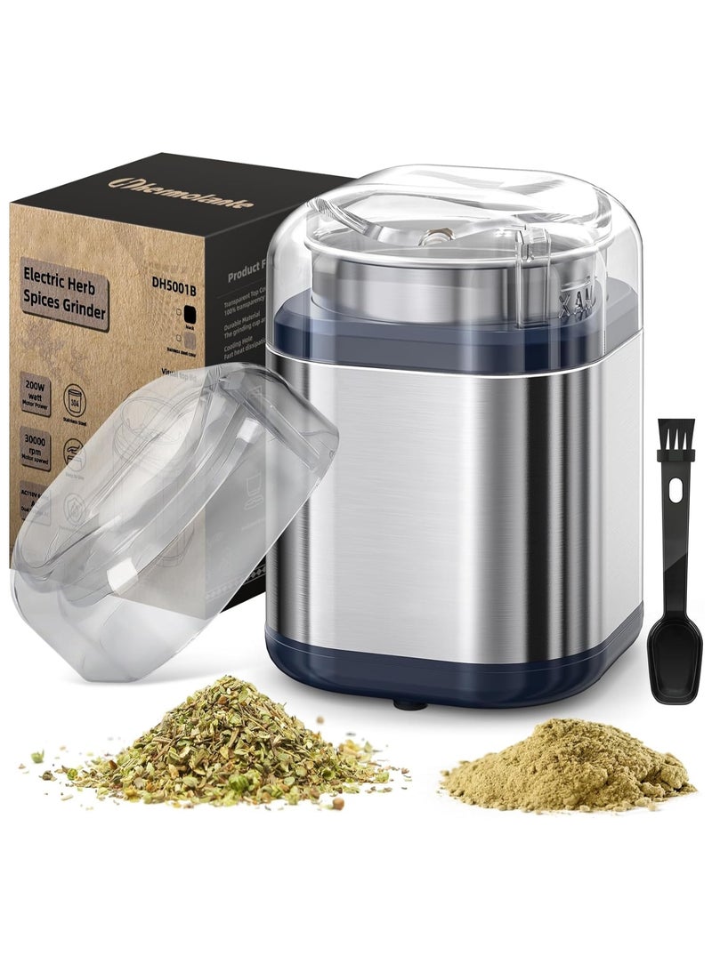 SYOSI Electric Herb Grinder, Coffee Grinder Spice Grinder Low Noise Even And Fast Grinding Stainless Steel Electric Grinder for Coffee Bean, Nuts, Grains Kitchen Stainless Steel, 200w Coffee Grinder - Image 1