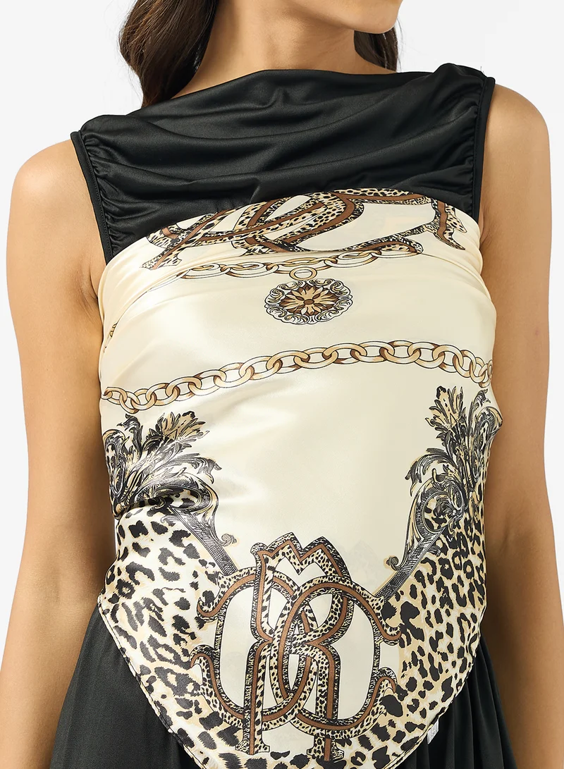 Ginger Satin Monochrome Headscarf