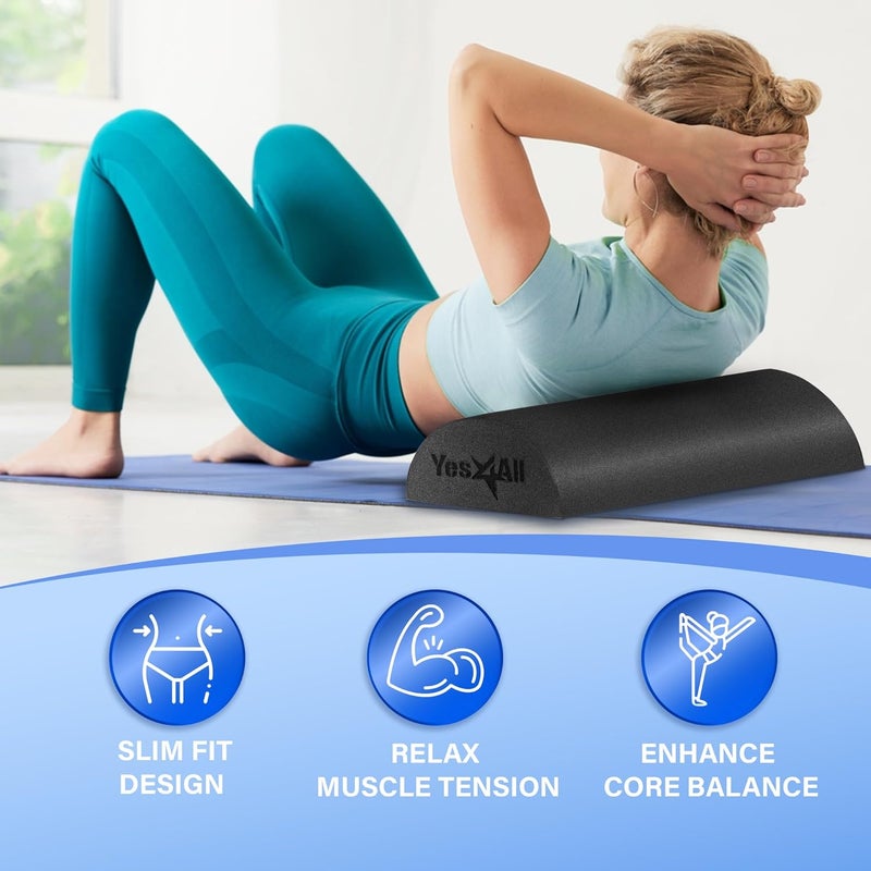 Yes4All High-Density Round Back Roller Foam, Exercise Foam Roller for Yoga, Pilates & Stretching - 12, 18, 24, 36 inch - Image 4