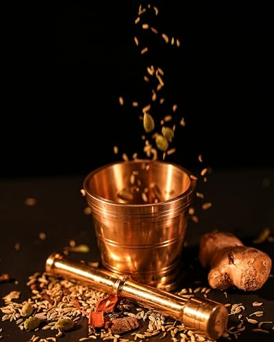 P-TAL Brass Mortar and Pestle (Okhli) | Traditional | Medicine/Vintage Antique | Imam Dasta/Mortar and Pestle Set/Ohkli Musal/Khara - Image 2