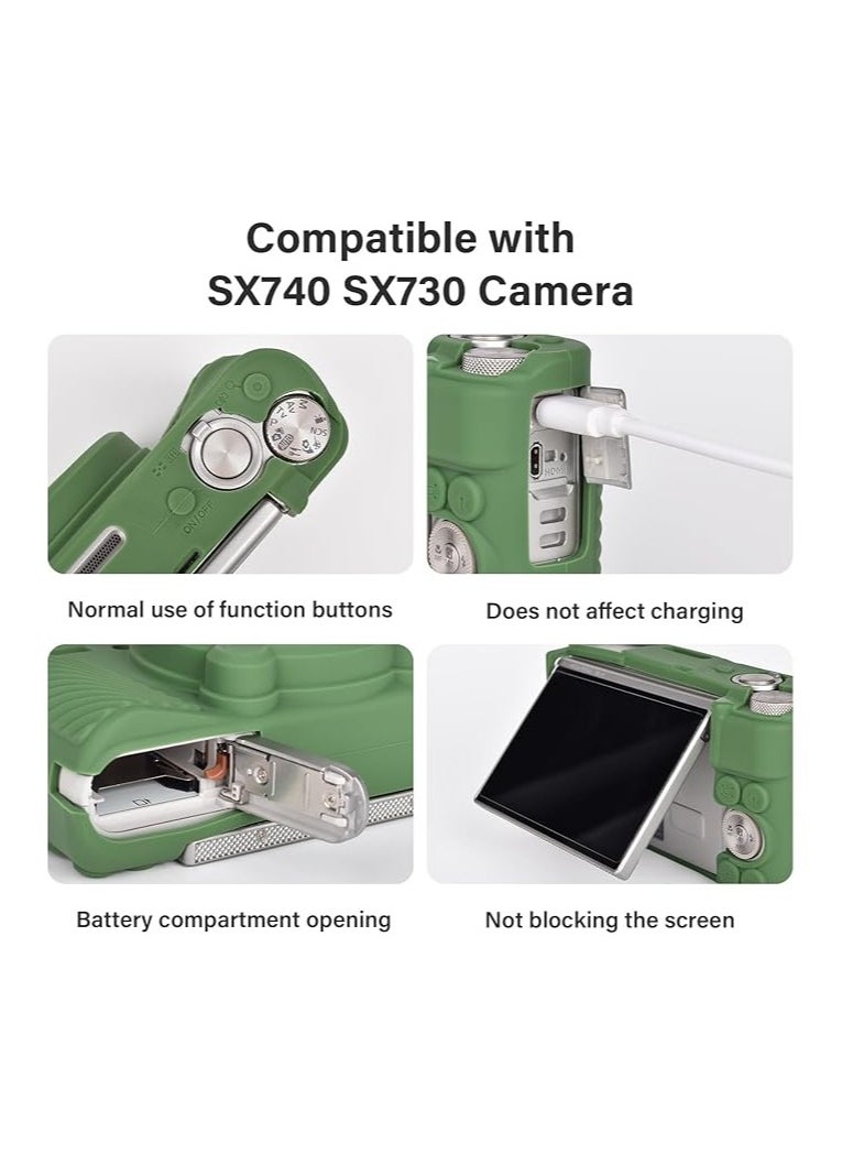 OCTOBER مجموعة ملحقات حقيبة الكاميرا من طراز Canon SX740 【مع فيلمين معينين بشاشة LCD】، غلاف واقي من السيليكون متوافق مع كاميرا كانون PowerSS730 SX740 HS الرقمية  - Image 4