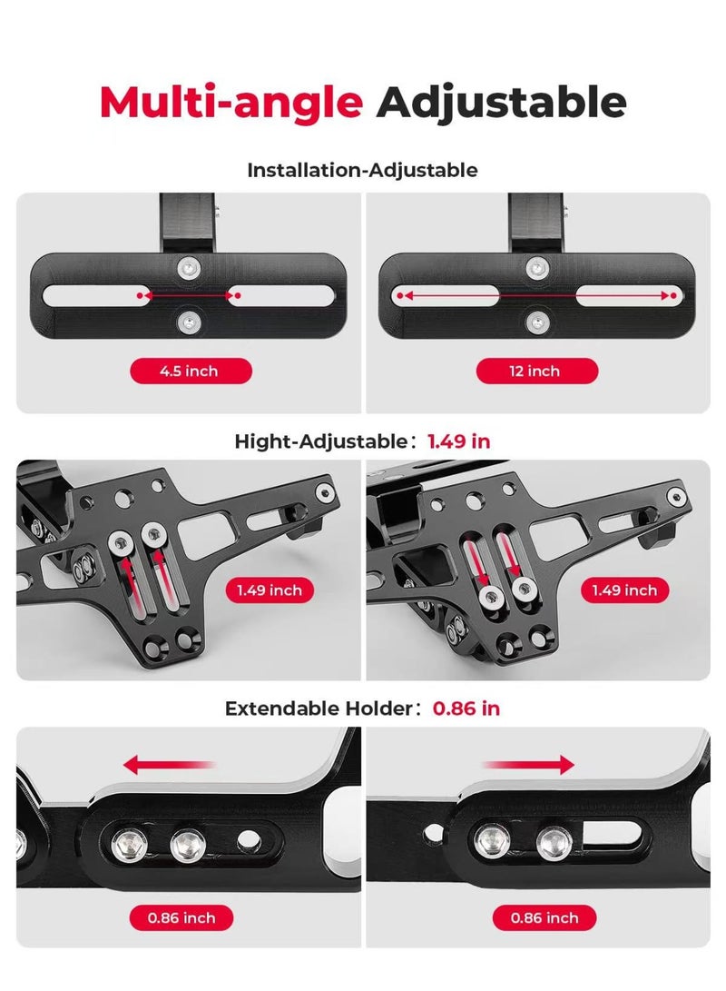 KISSUN Universal CNC Aluminum Motorcycle License Plate Bracket - Fender Eliminator Kit with LED Light - Black Tail Tidy Holder Mount - Image 3