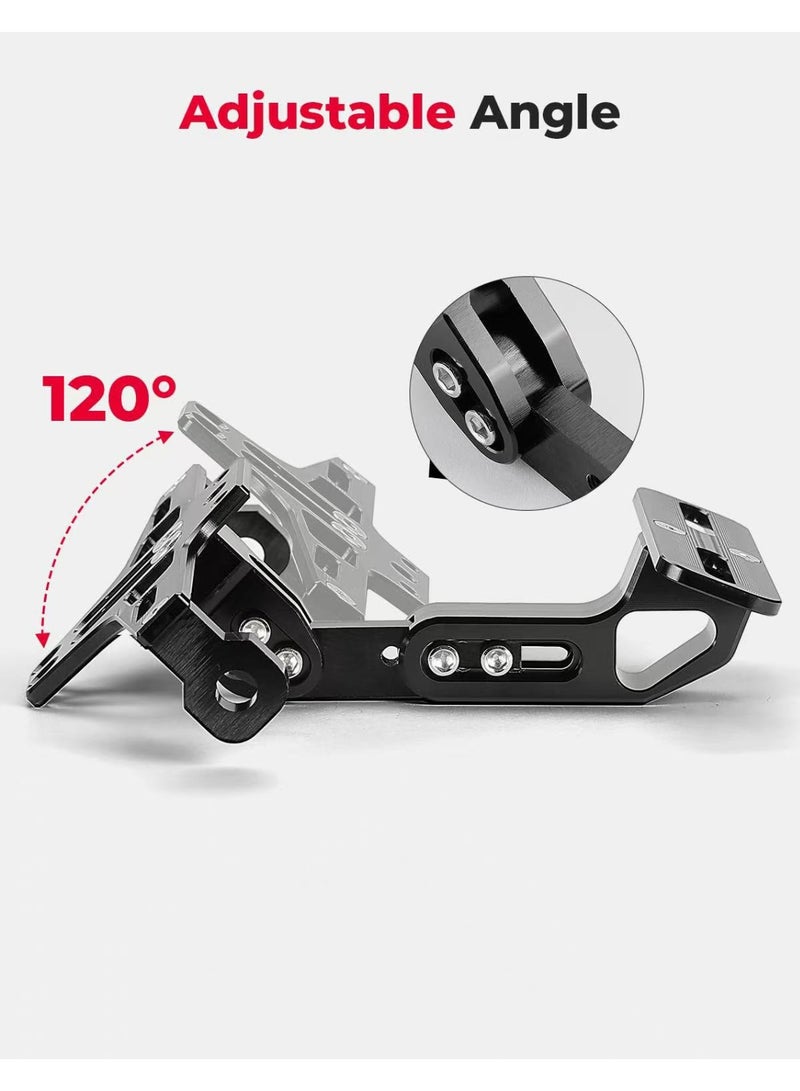 KISSUN Universal CNC Aluminum Motorcycle License Plate Bracket - Fender Eliminator Kit with LED Light - Black Tail Tidy Holder Mount - Image 4
