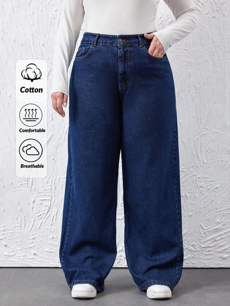 KOTTY Women's Oversized Wide Leg Blue Denim (Blue,34)-CCLADIESJEANS15XXL - Image 3