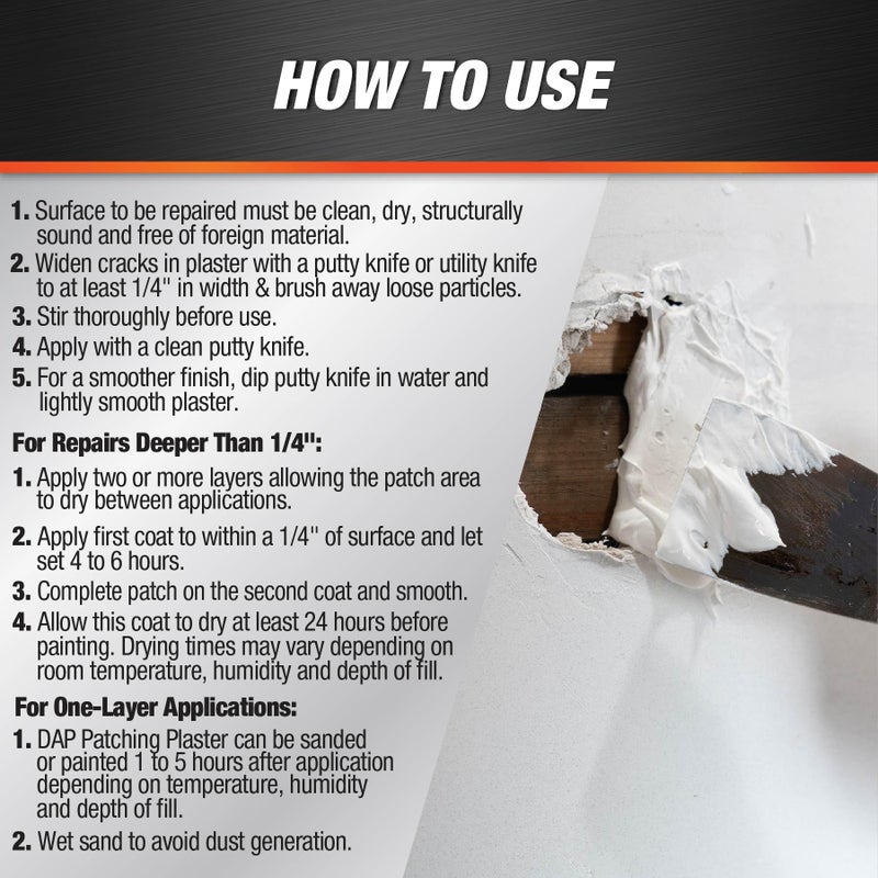 DAP Patching Plaster, White, 32 Oz (7079852084) - Image 3