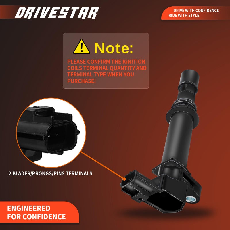 DRIVESTAR Ignition Coil Pack Compatible for Dodge Dakota Durango Ram 1500 Nitro Jeep Commander Raider Grand Cherokee Liberty 4.7L V8 3.7L V6 UF270 UF297 UF399 - Image 2