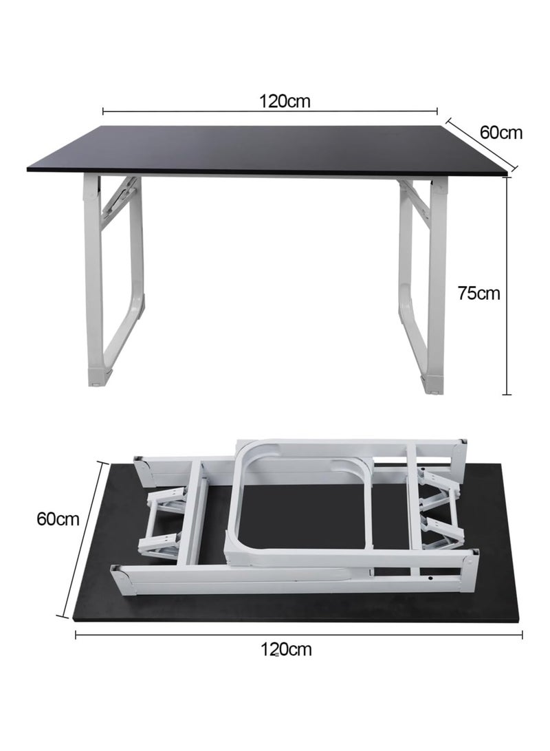 ميشيدا مكتب قابل للتعديل وقابل للطي بدون تركيب، طاولة كمبيوتر محمولة وصغيرة الحجم من خشب الجوز للاستخدام في المنزل والمكتب والدراسة وتناول الطعام والتخييم والنزهات والشواء (أسود، 120 * 60 * 75 سم) - Image 2