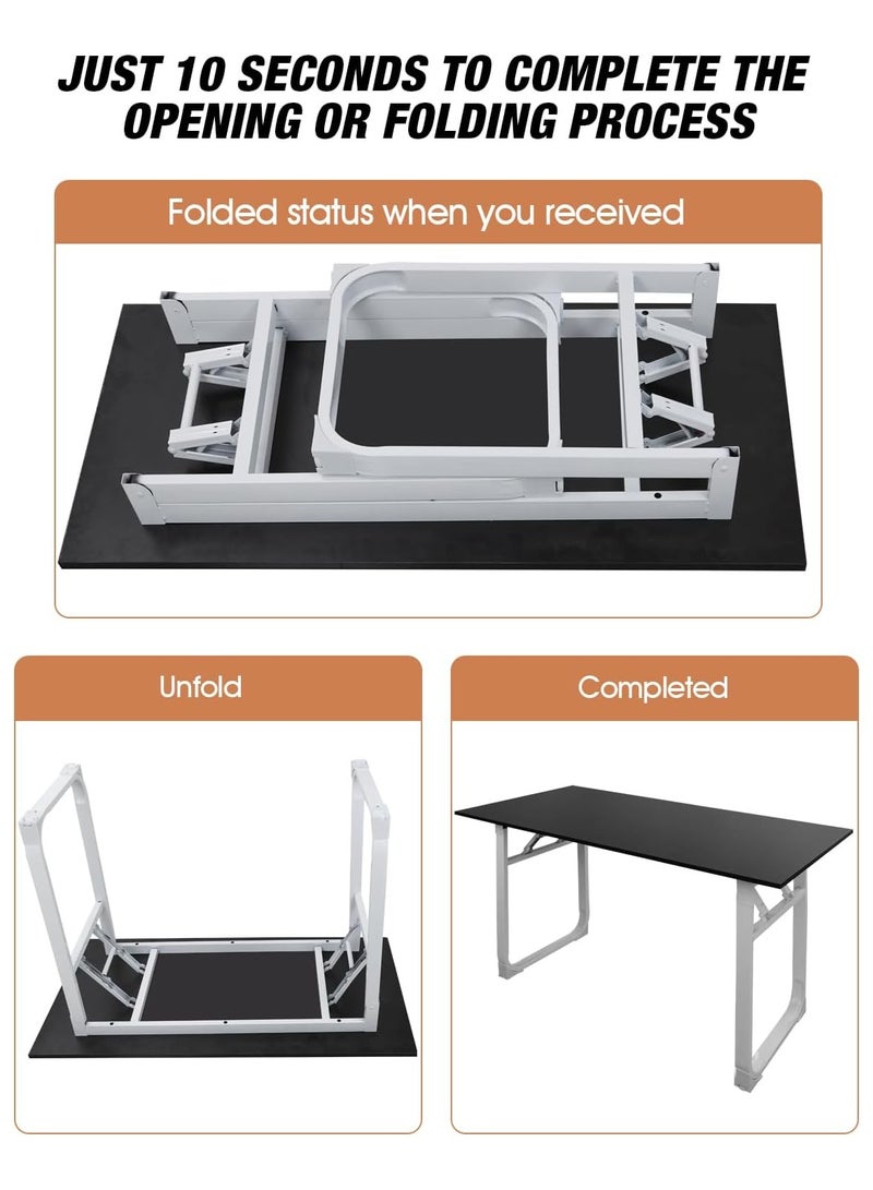 ميشيدا مكتب قابل للتعديل وقابل للطي بدون تركيب، طاولة كمبيوتر محمولة وصغيرة الحجم من خشب الجوز للاستخدام في المنزل والمكتب والدراسة وتناول الطعام والتخييم والنزهات والشواء (أسود، 120 * 60 * 75 سم) - Image 4
