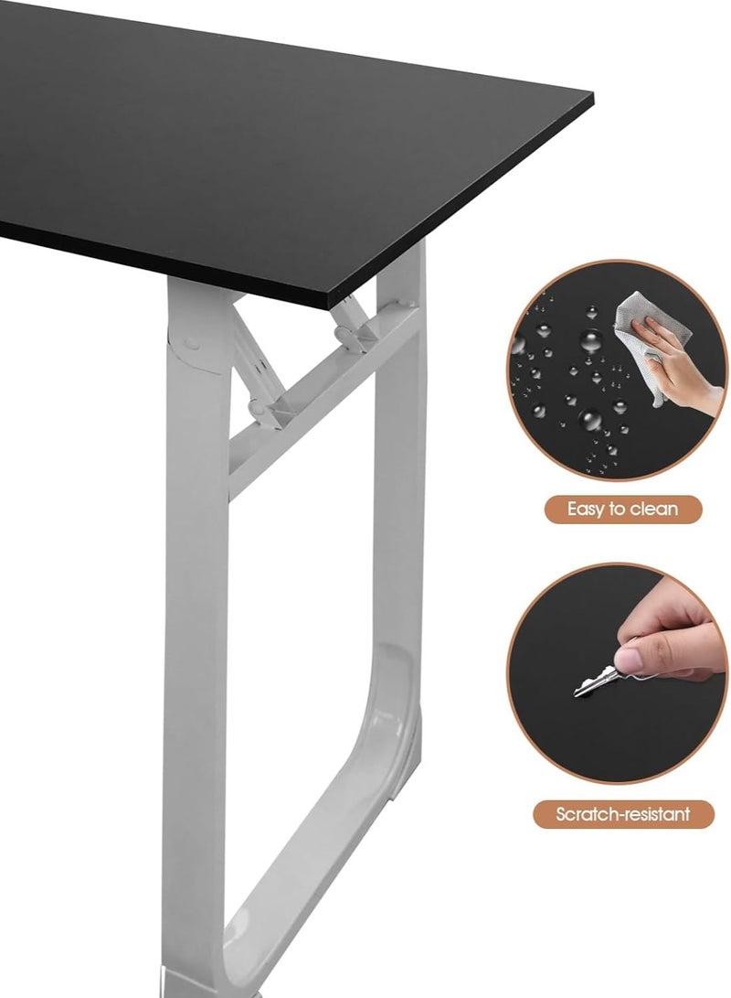 ميشيدا مكتب قابل للتعديل وقابل للطي بدون تركيب، طاولة كمبيوتر محمولة وصغيرة الحجم من خشب الجوز للاستخدام في المنزل والمكتب والدراسة وتناول الطعام والتخييم والنزهات والشواء (أسود، 120 * 60 * 75 سم) - Image 5