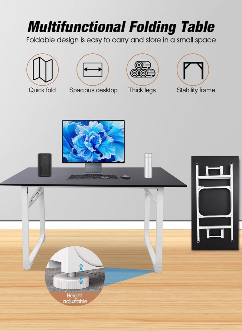 ميشيدا مكتب قابل للتعديل وقابل للطي بدون تركيب، طاولة كمبيوتر محمولة وصغيرة الحجم من خشب الجوز للاستخدام في المنزل والمكتب والدراسة وتناول الطعام والتخييم والنزهات والشواء (أسود، 120 * 60 * 75 سم) - Image 3