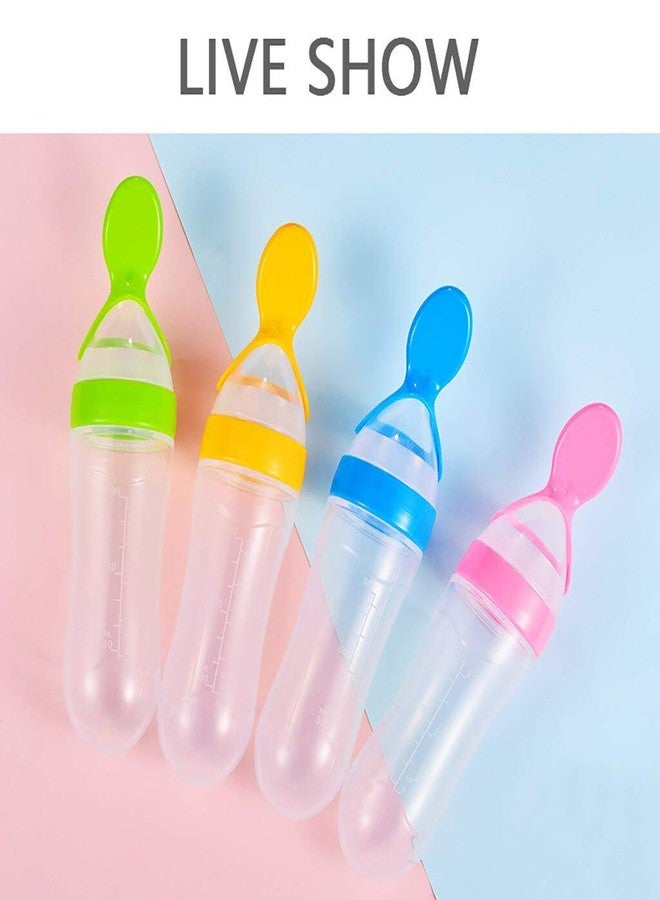 Heights 90ml Newborn Toddler Food Supplement Rice Cereal Bottles Infant Baby Milk Feeder Silicone Squeeze Feeding Bottle with Spoon(Random Color) Pack of 1 - Image 3