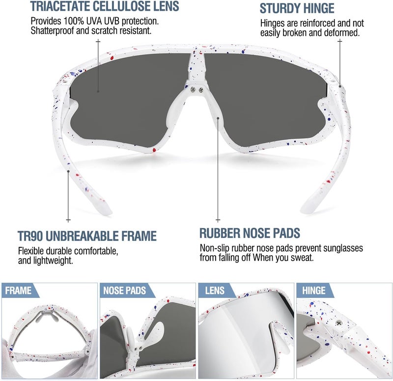 DUCO Kids Sunglasses Polarized UV Protection 400 - Kids Sports Sunglasses Boys with Lightweight TR90 Frame - Youth Baseball and Cycling Sun Glasses for Boys & Girls - DK268 - Image 3