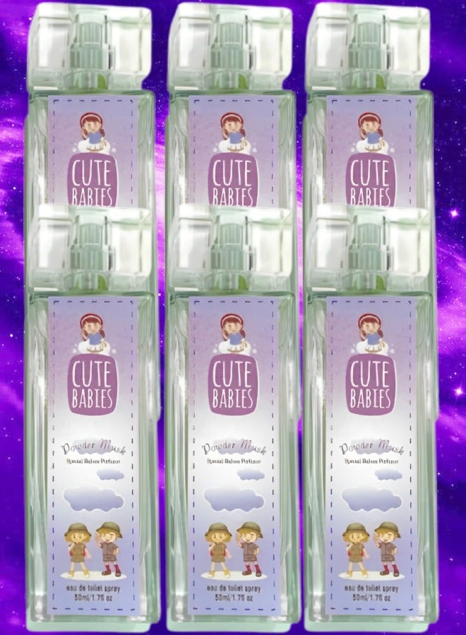 Cute 6 Pieces Babies Powder Musk Perfume 50ml EDT - Image 1