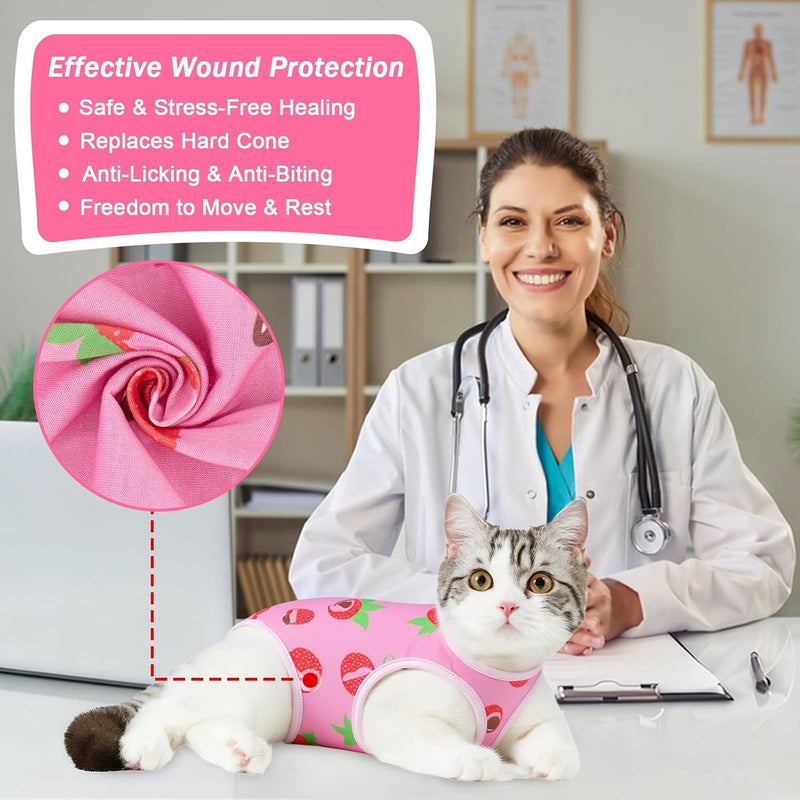 Coppthinktu Cat Recovery Suit Female Cats Onesie for Cats, Breathable Cat Surgery Suit for Surgical Abdominal Wounds Skin Diseases, Cute Kitten Spay Recovery Suit E-Collar Alternative Anti Licking - Image 3