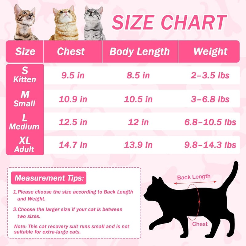 Coppthinktu Cat Recovery Suit Female Cats Onesie for Cats, Breathable Cat Surgery Suit for Surgical Abdominal Wounds Skin Diseases, Cute Kitten Spay Recovery Suit E-Collar Alternative Anti Licking - Image 2