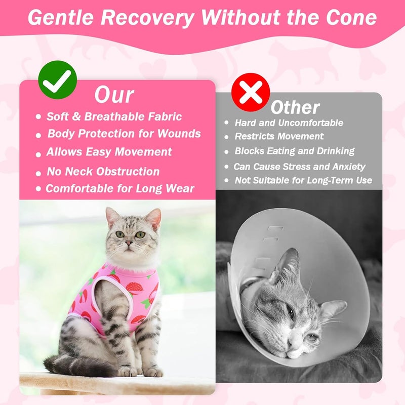 Coppthinktu Cat Recovery Suit Female Cats Onesie for Cats, Breathable Cat Surgery Suit for Surgical Abdominal Wounds Skin Diseases, Cute Kitten Spay Recovery Suit E-Collar Alternative Anti Licking - Image 5