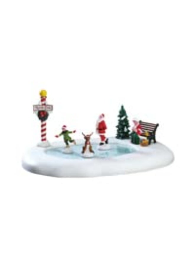 Lemax Village Collection Np B/O Ice Follies Rink, White, Red, Black, Green, Yellow - Image 3