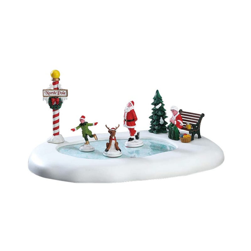 Lemax Village Collection Np B/O Ice Follies Rink, White, Red, Black, Green, Yellow - Image 1
