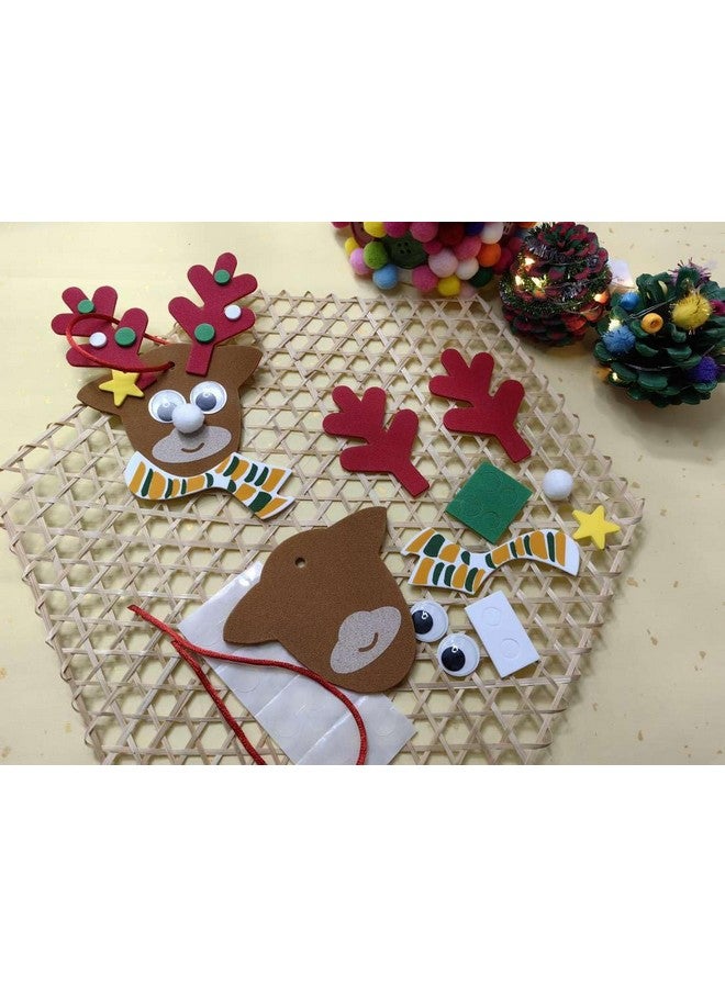 4E's Novelty Reindeer Christmas Ornament Craft For Kids (12 Pack) Updated Edition - Foam Bulk Arts And Crafts Kit For Kids Toddlers 4-8 Diy Craft Party Favor Activity Project - Image 1