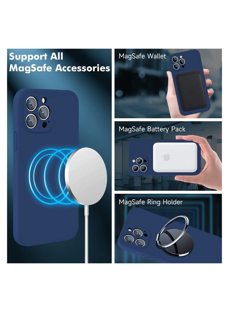 Silicone Magnetic Case for iPhone 12 Pro Max with 2 Pack Tempered Glass Screen Protector Magsafe Case  - Image 2