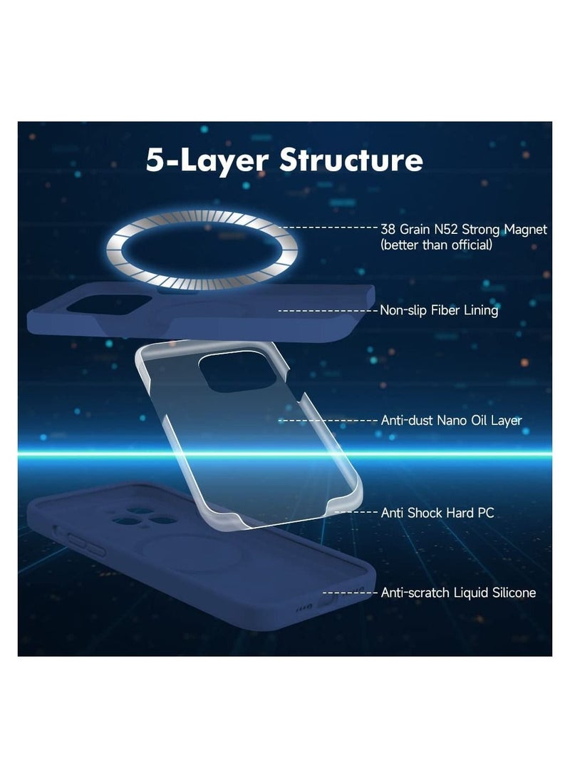 Silicone Magnetic Case for iPhone 12 Pro Max with 2 Pack Tempered Glass Screen Protector Magsafe Case  - Image 4