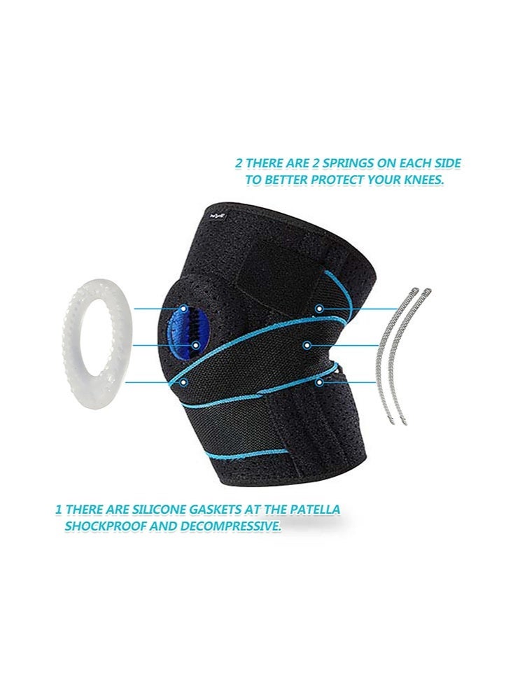 Knee Brace Support for Men & Women, 2 Pack Knee Support for Pain Relief, Adjustable Compression Knee Sleeve with Straps, Non-Slip Breathable Knee Pad for Gym, Running, Football & Daily Use (Black) - Image 2