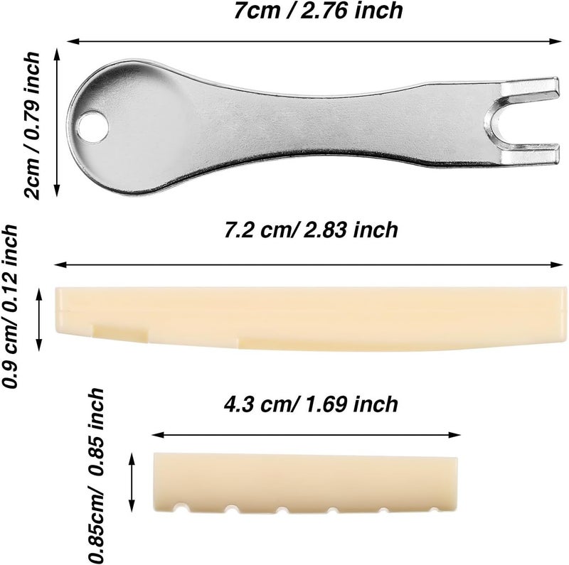 TecUnite 12 Pcs Acoustic Guitar Bridge Pins with Bridge Pin Puller Remover and Saddle Nut, Acoustic Guitar Replacement Parts and Accessories - Image 5