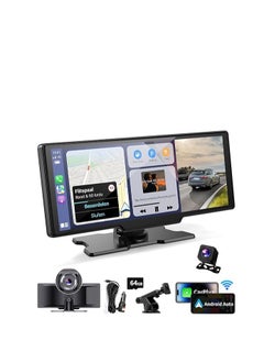 10.26-inch Wireless CarPlay Screen for Car & 4K Dash Cam with Android Auto. Portable Car Stereo with Backup Camera&Touchscreen Display.Dash Mout Car Play Box.GPS Navigation,Bluetooth. (10Pro)