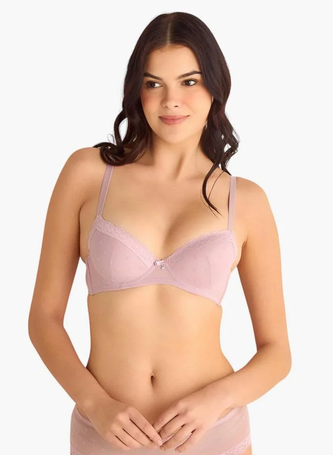 Splash FAV Lace Detail Bra with Hook and Eye Closure