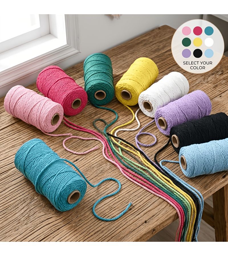 Light Yellow 3mm Colored Braiding Cord for Plant Hanging Baskets Crafts Home Decor - Image 1