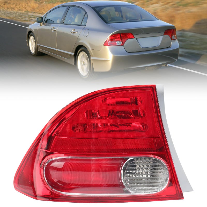 Clidr Tail Light Lens for 2006 2007 2008 Honda Civic 4Door SedanHybrid Driver Side HO2800166 33551SNAA01 Left