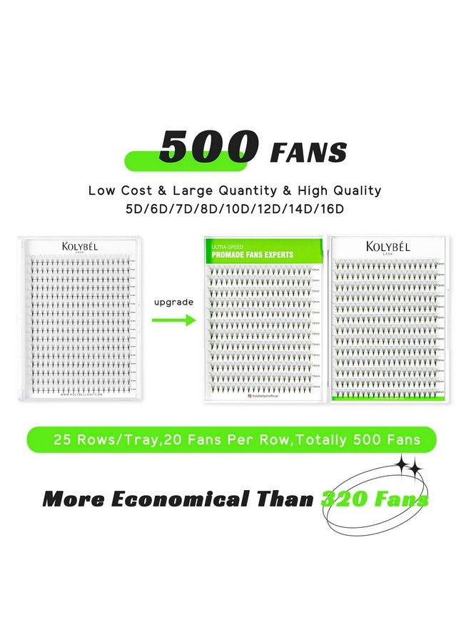 500 Premade Fans Eyelash Extensions 815Mm Mixed Length Promade Lash Fans C;D Curl Premade Fans Pointed Thin Base Handmade Volume Premade Lash Extensions Fans(10D,0.07D815Mm)