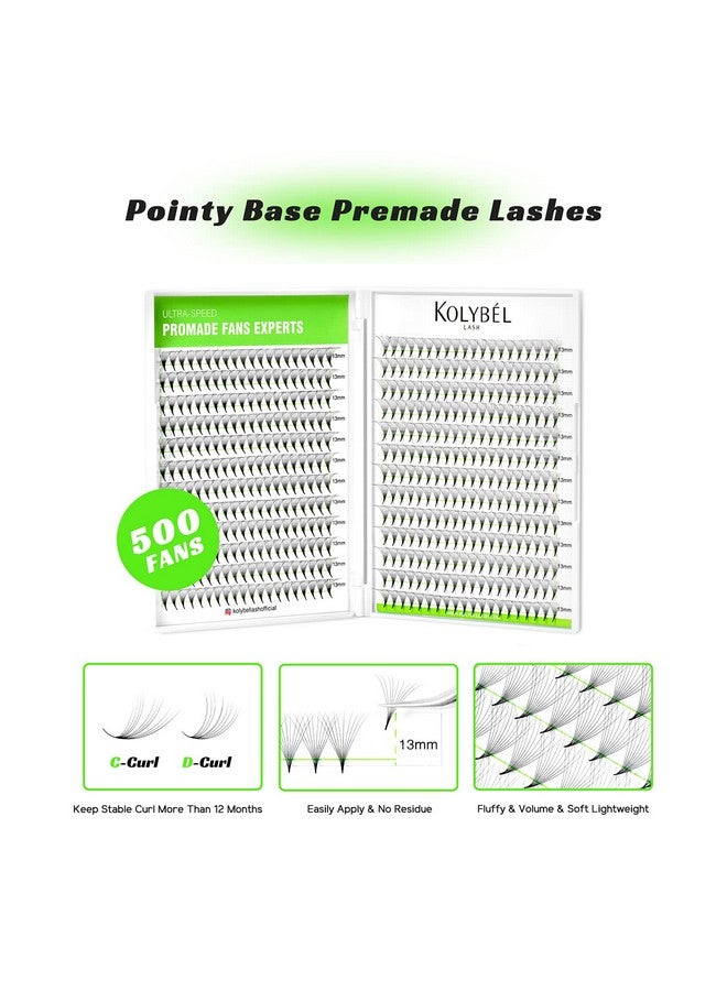 500 Premade Fans Eyelash Extensions 815Mm Mixed Length Promade Lash Fans C;D Curl Premade Fans Pointed Thin Base Handmade Volume Premade Lash Extensions Fans(10D,0.07D815Mm)