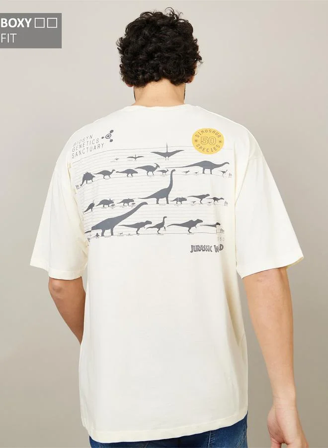 Jurassic Park Character Back and Front Print Boxy T-Shirt