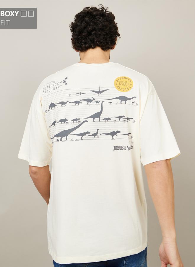 Styli Jurassic Park Character Back and Front Print Boxy T-Shirt - Image 1