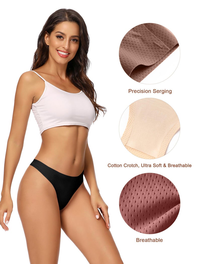 voenxe Women Bikini Underwear,Seamless Breathable Ladies Panties,No Show Comfortable Briefs Undies for Women,Hipster,5-Pack - Image 3