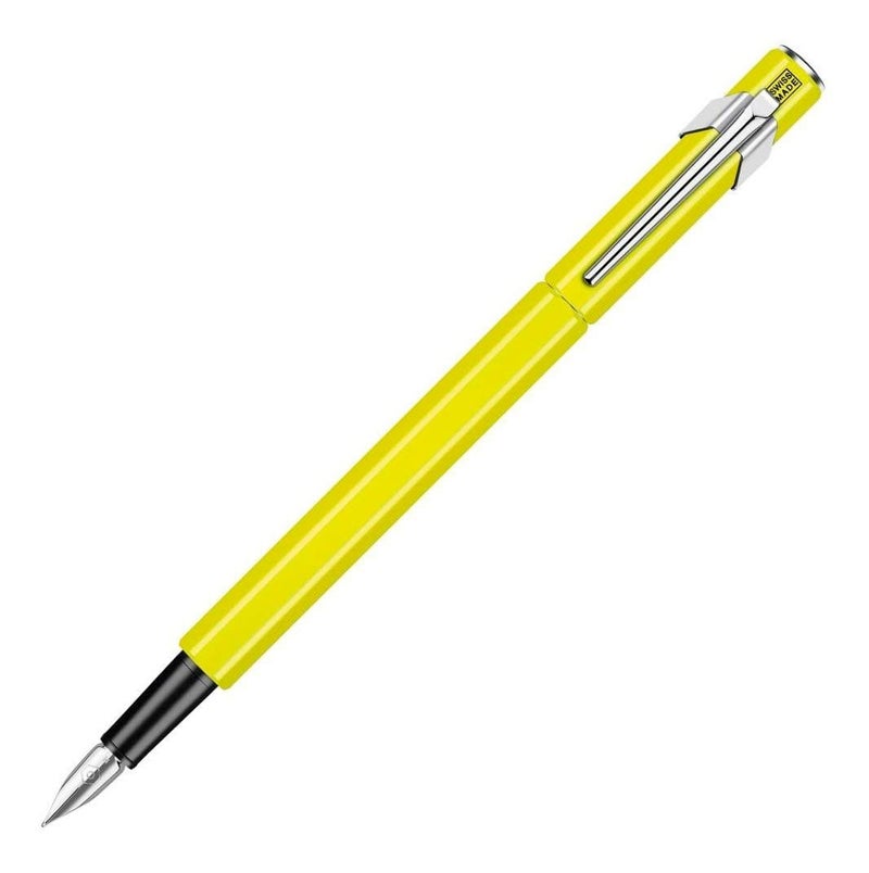 Caran d'Ache Medium Fountain Pen, Medium Point, 849 0840-470, Fluorescent Yellow, Dual Use, Genuine Imported - Image 1