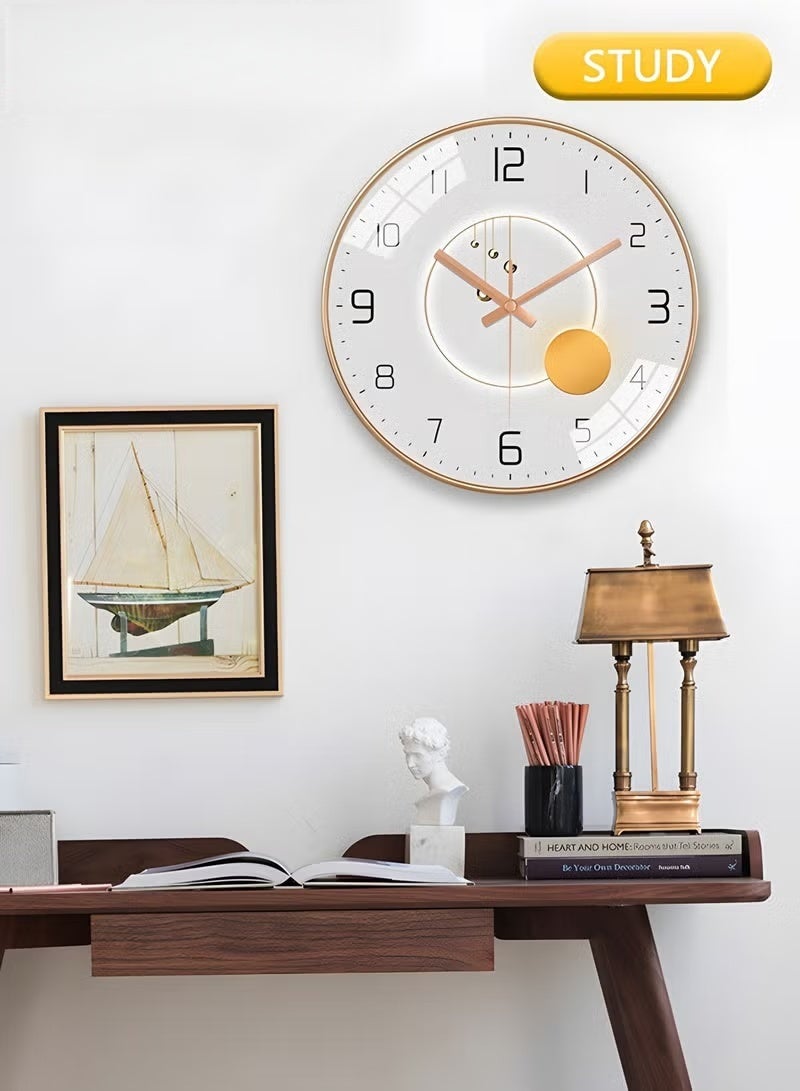 EETU 12 Inch Wall Clock, Silent Non-Ticking Wall Clock Glass Round Clocks Modern Quartz Clock, Modern Decorative Wall Clocks for Home Living Room Bedroom Kitchen - Image 3