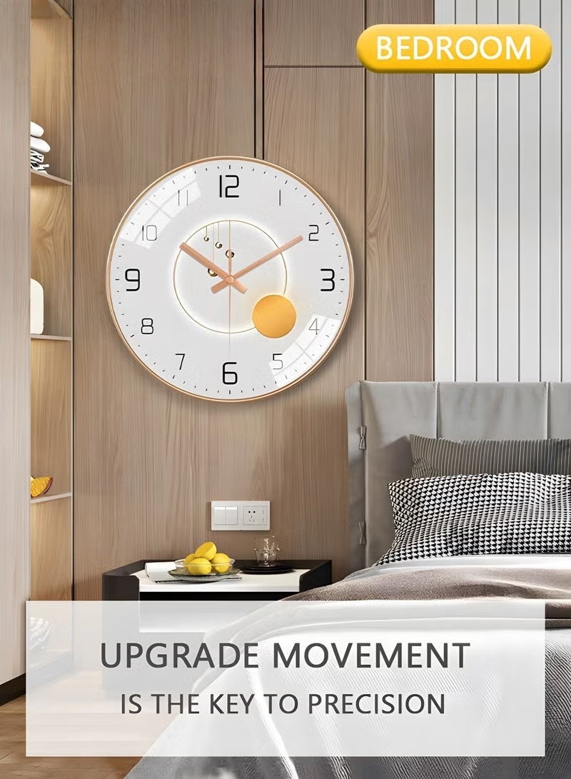 EETU 12 Inch Wall Clock, Silent Non-Ticking Wall Clock Glass Round Clocks Modern Quartz Clock, Modern Decorative Wall Clocks for Home Living Room Bedroom Kitchen - Image 4